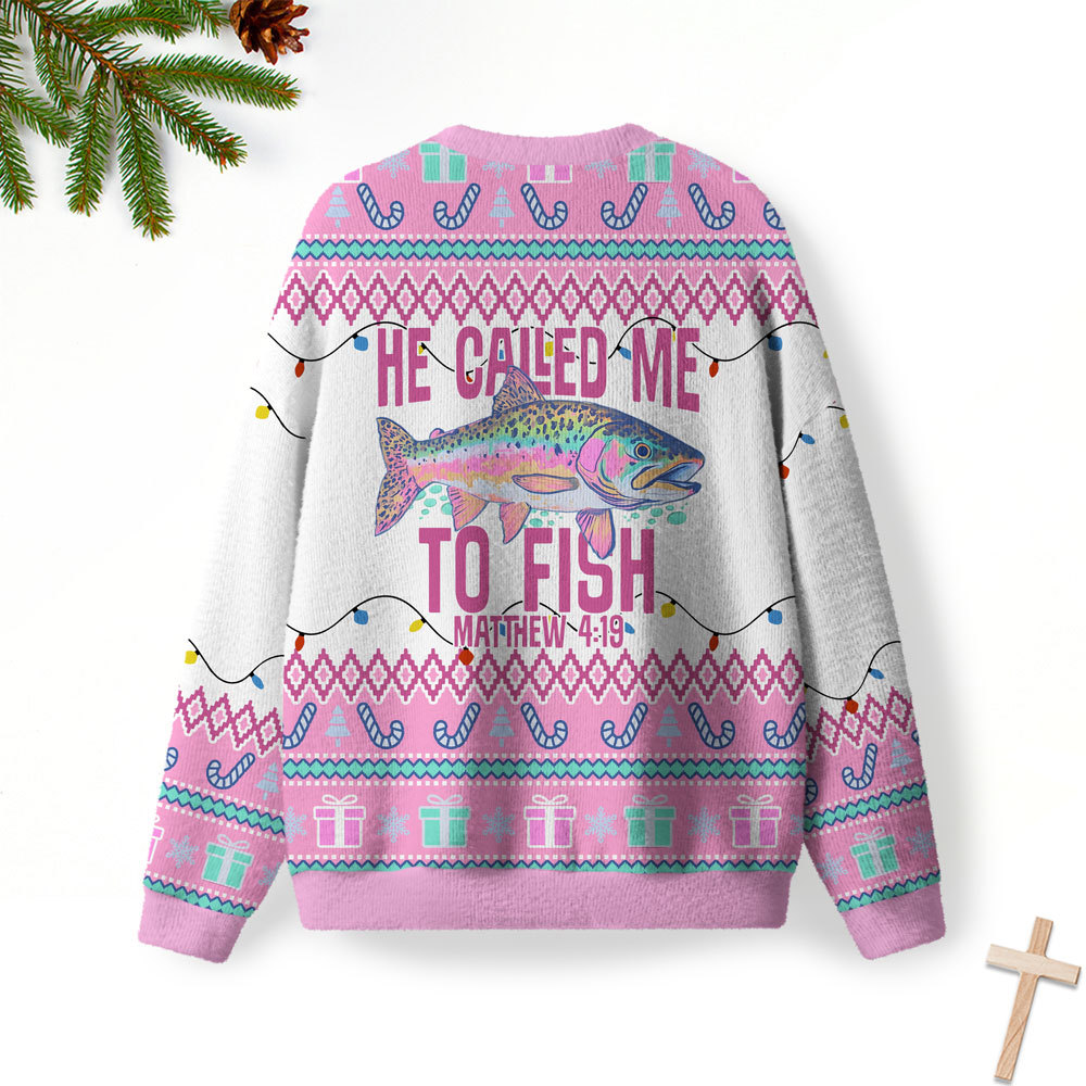He Called Me To Fish Furry Christian Lightweight Sweater