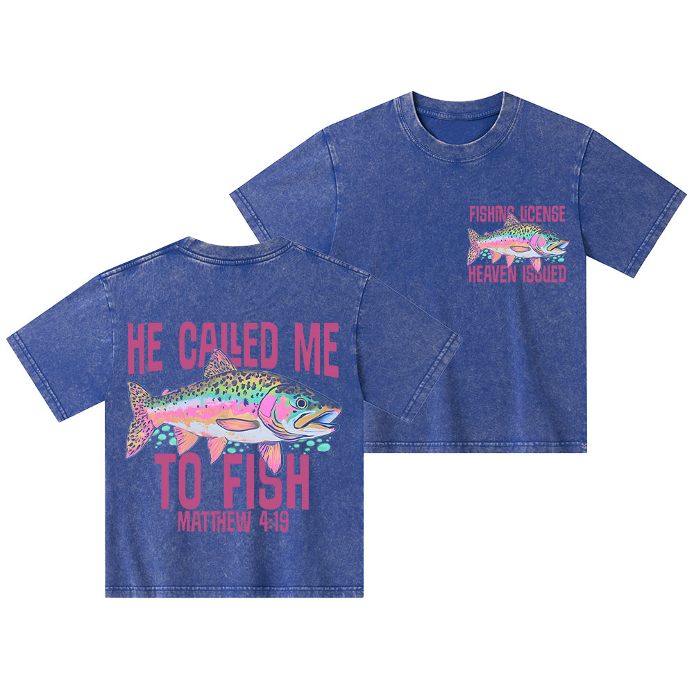 He Called Me To Fish Kid Washed T-Shirt