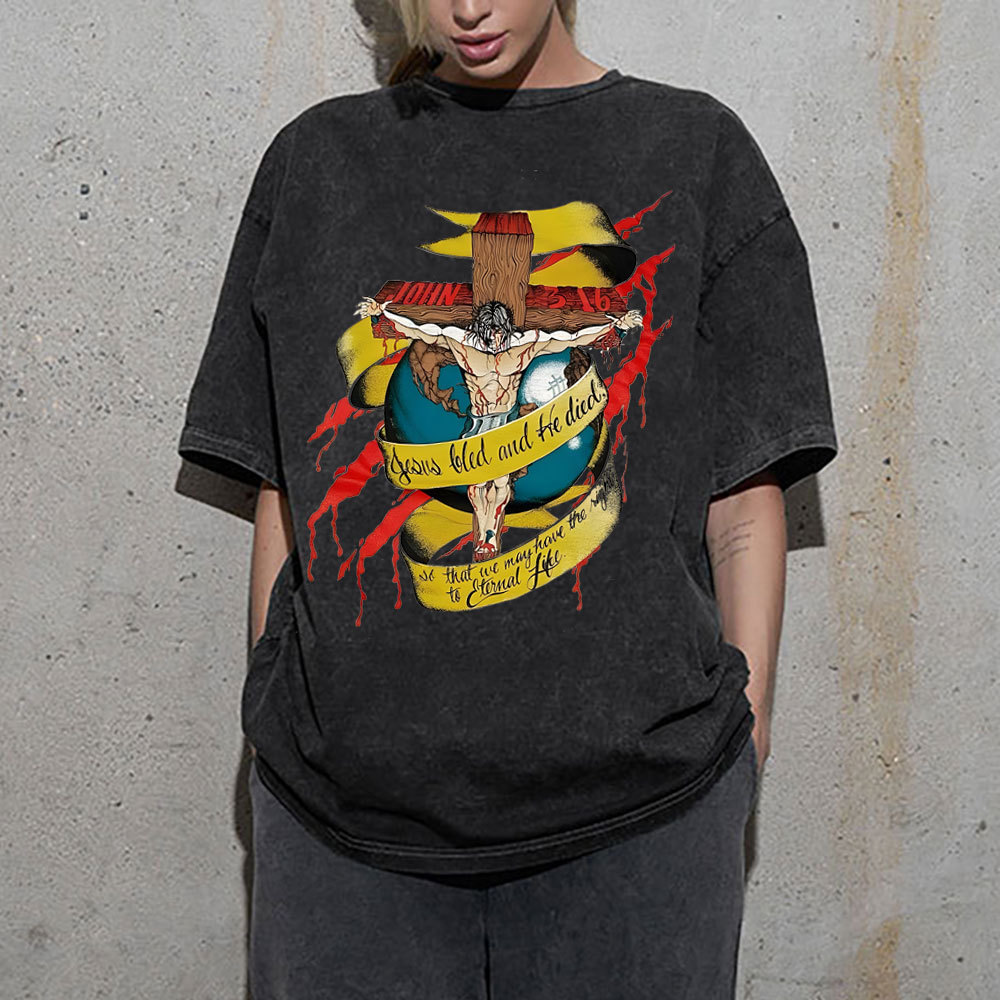 He Died Christian Washed T-Shirt