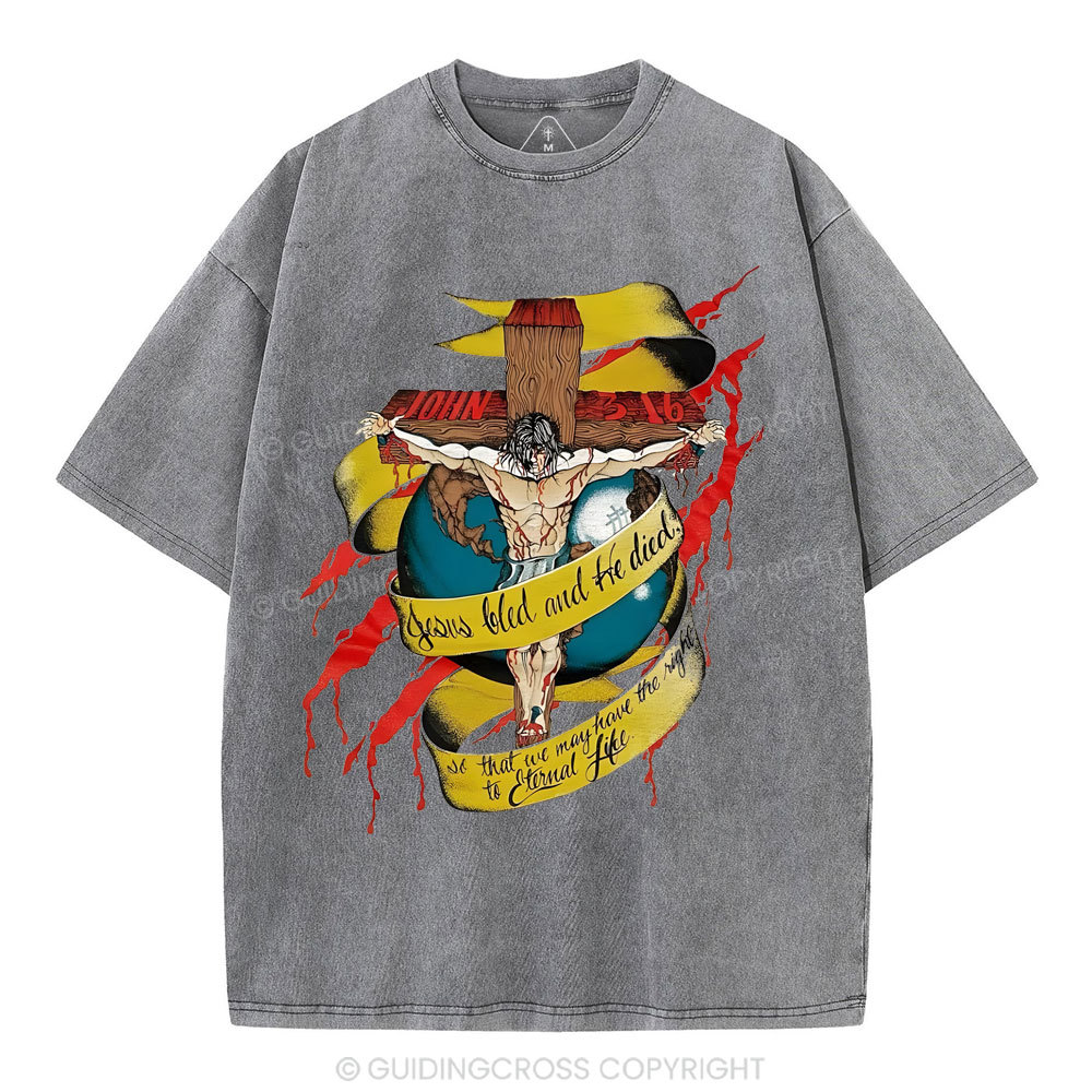 He Died Christian Washed T-Shirt