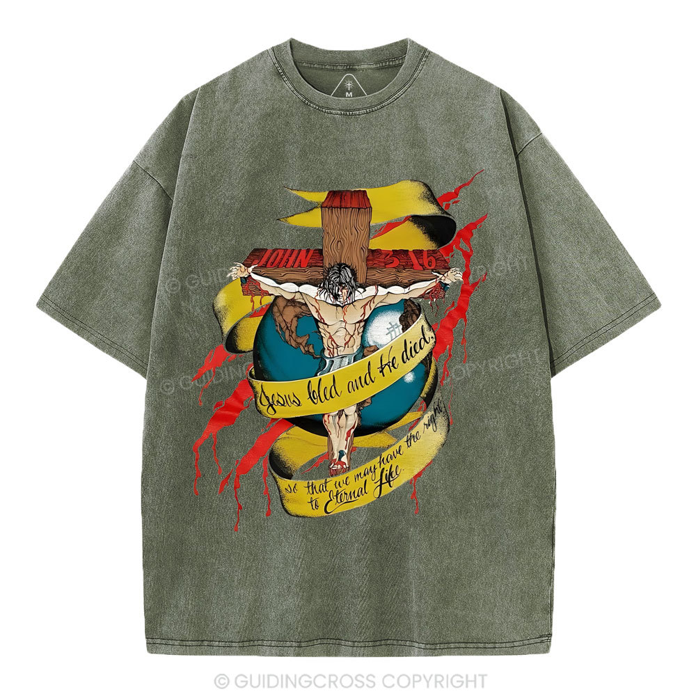 He Died Christian Washed T-Shirt