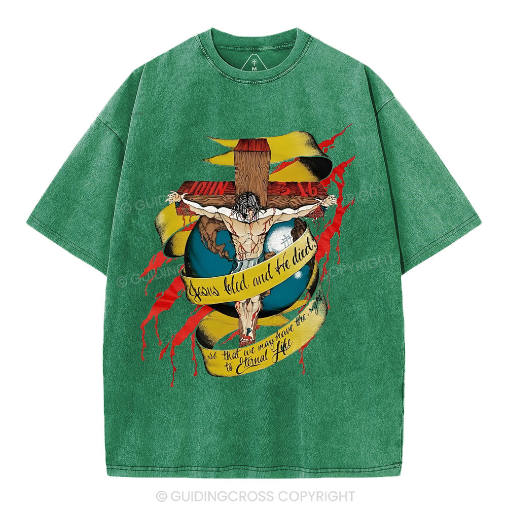 He Died Christian Washed T-Shirt