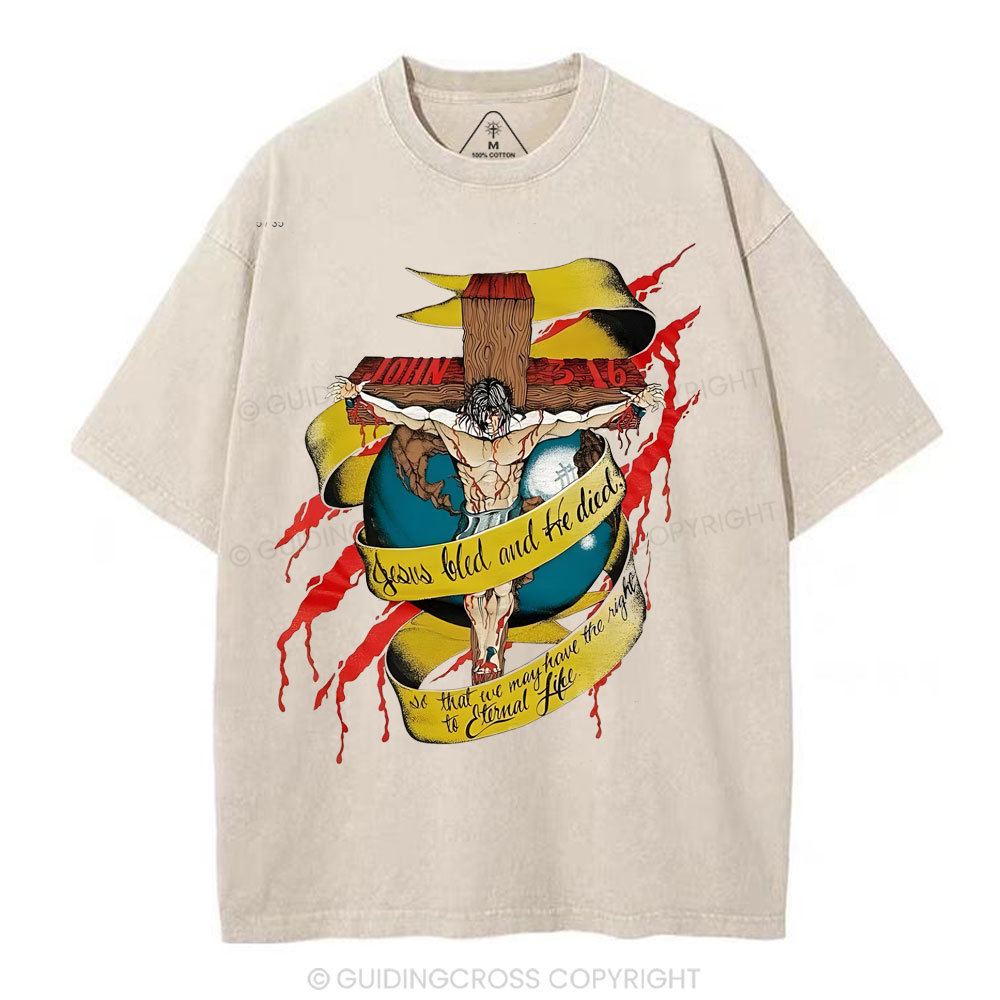 He Died Christian Washed T-Shirt