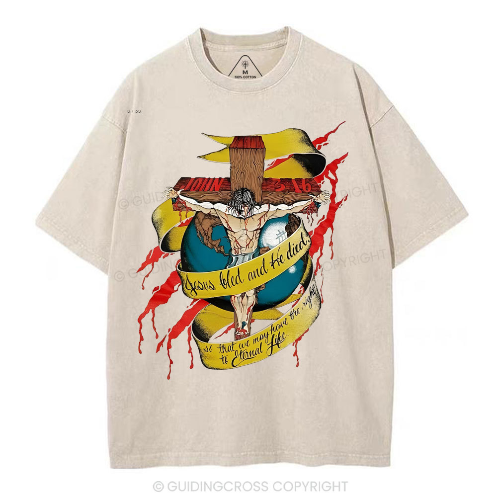 He Died Christian Washed T-Shirt