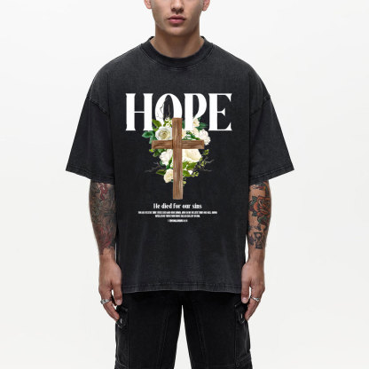 He Died For Our Sins Christian Washed T-Shirt