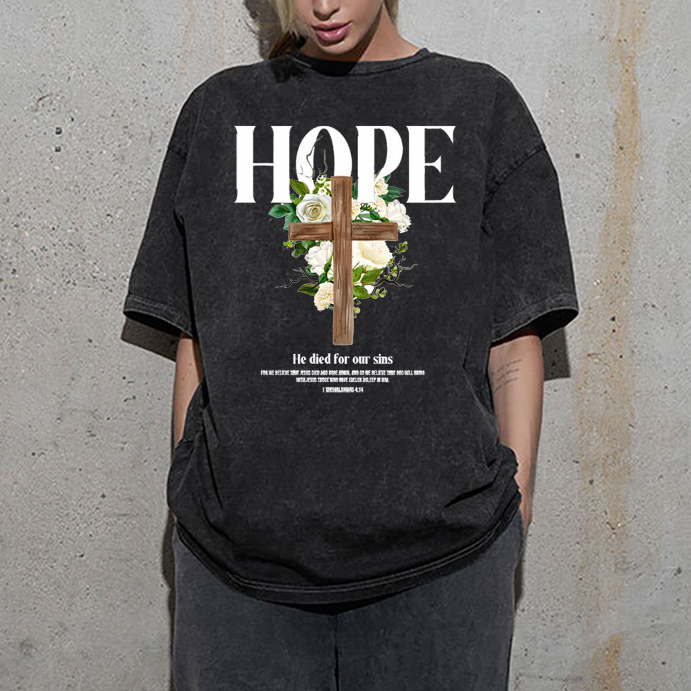 He Died For Our Sins Christian Washed T-Shirt