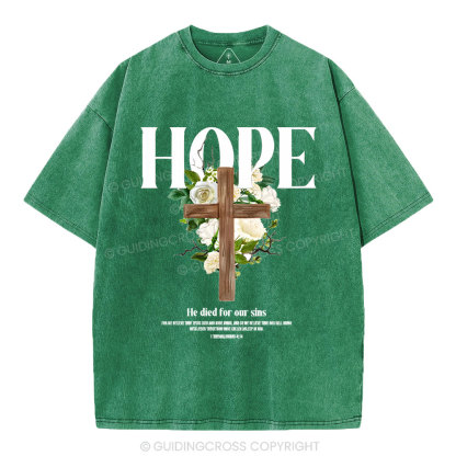 He Died For Our Sins Christian Washed T-Shirt