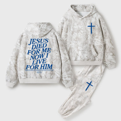 He Died For Us Now I Live For Him Christian Camo Fleece Hoodie Set