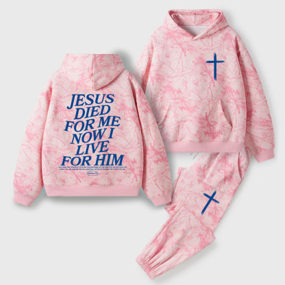 He Died For Us Now I Live For Him Christian Camo Fleece Hoodie Set