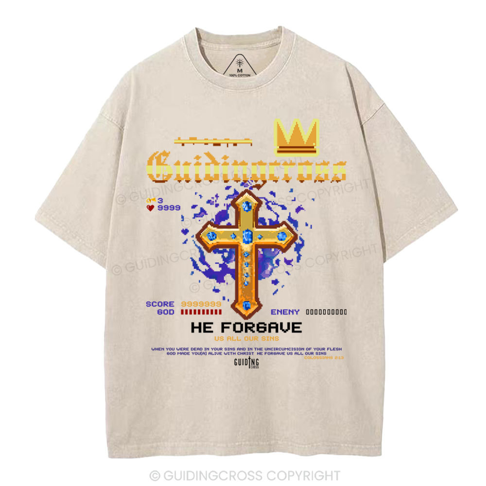 He Forgave Us All Our Sins Christian Washed T-Shirt