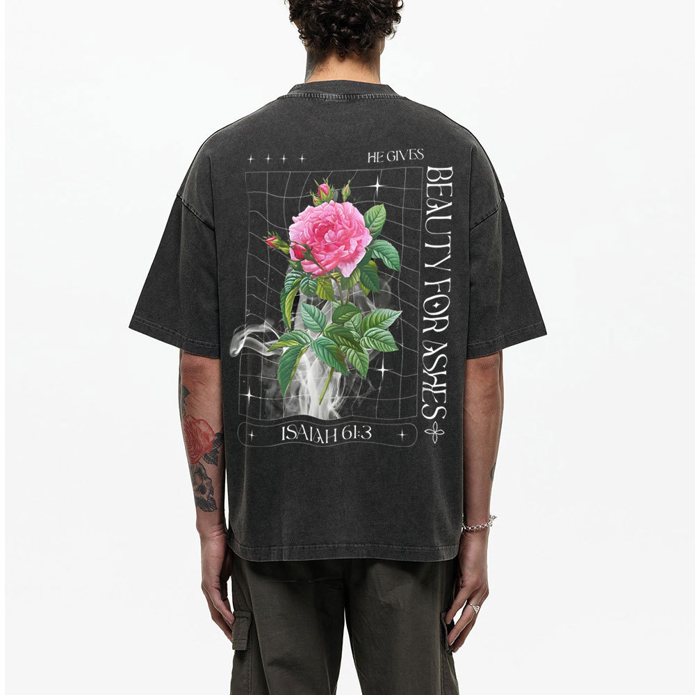 He Gives Beauty For Christian Washed T-Shirt
