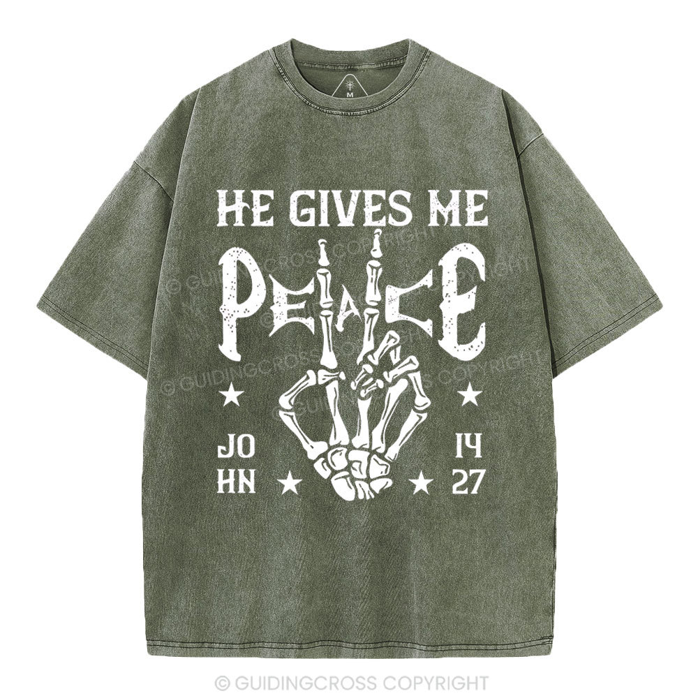 He Gives Me Peace Christian Washed T-Shirt
