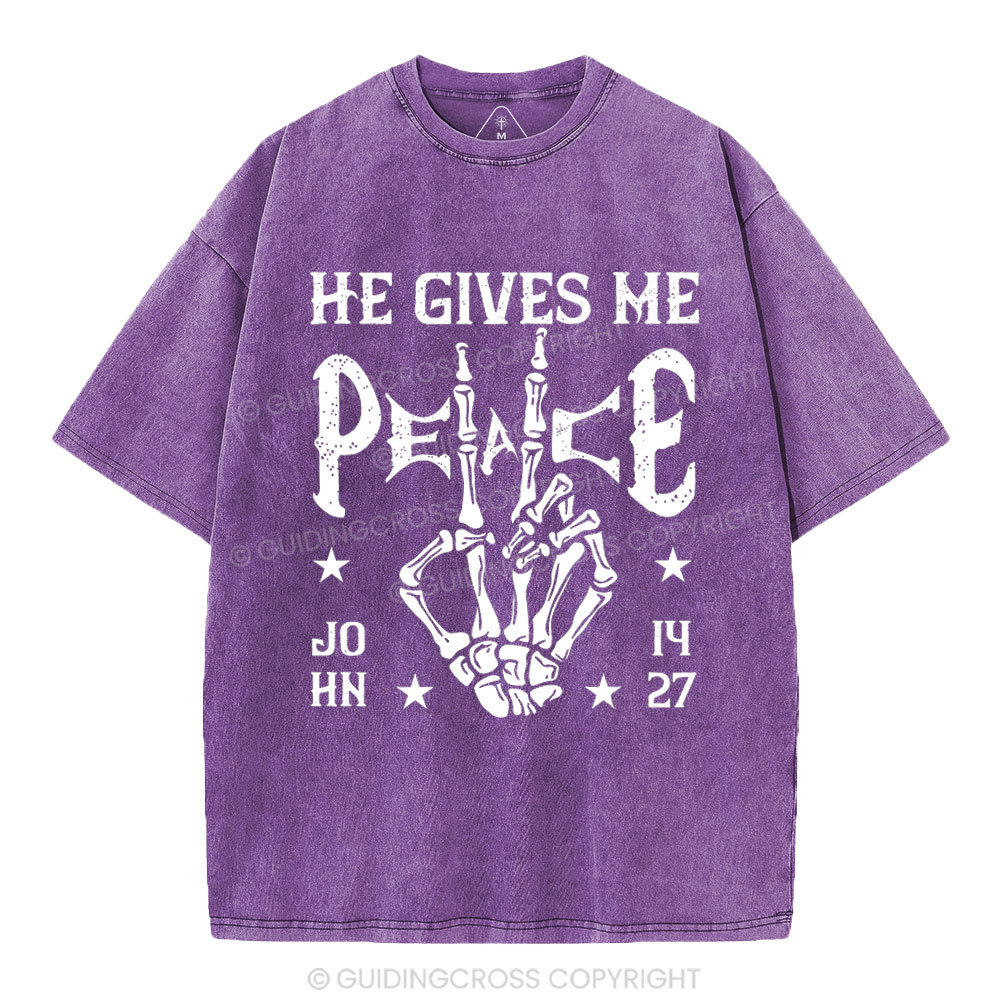 He Gives Me Peace Christian Washed T-Shirt
