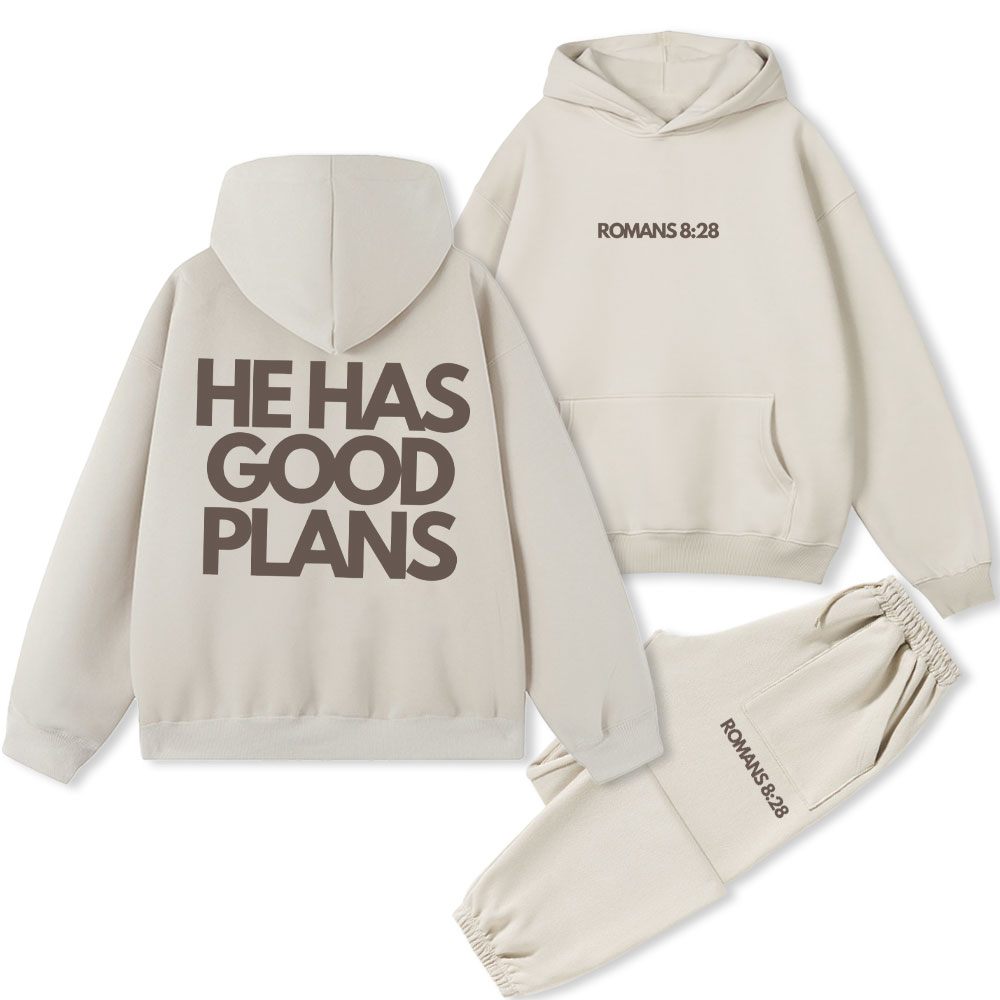 He Has Good Plans Christian Fleece Hoodie Set