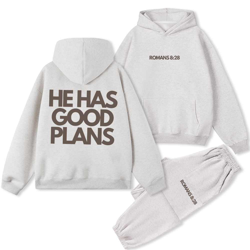 He Has Good Plans Christian Fleece Hoodie Set