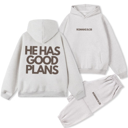 He Has Good Plans Christian Fleece Hoodie Set