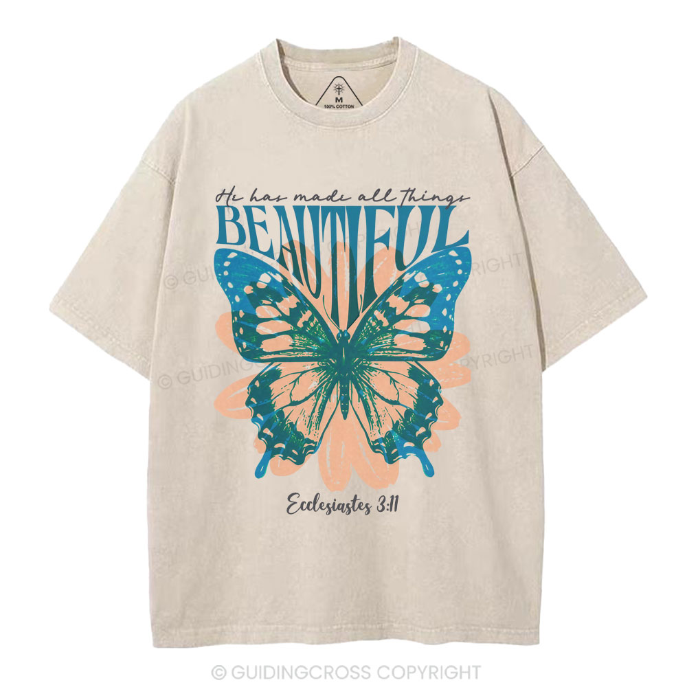 He Has Made All Things Beautiful Christian Washed T-Shirt