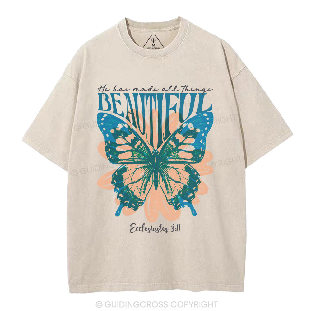 He Has Made All Things Beautiful Christian Washed T-Shirt