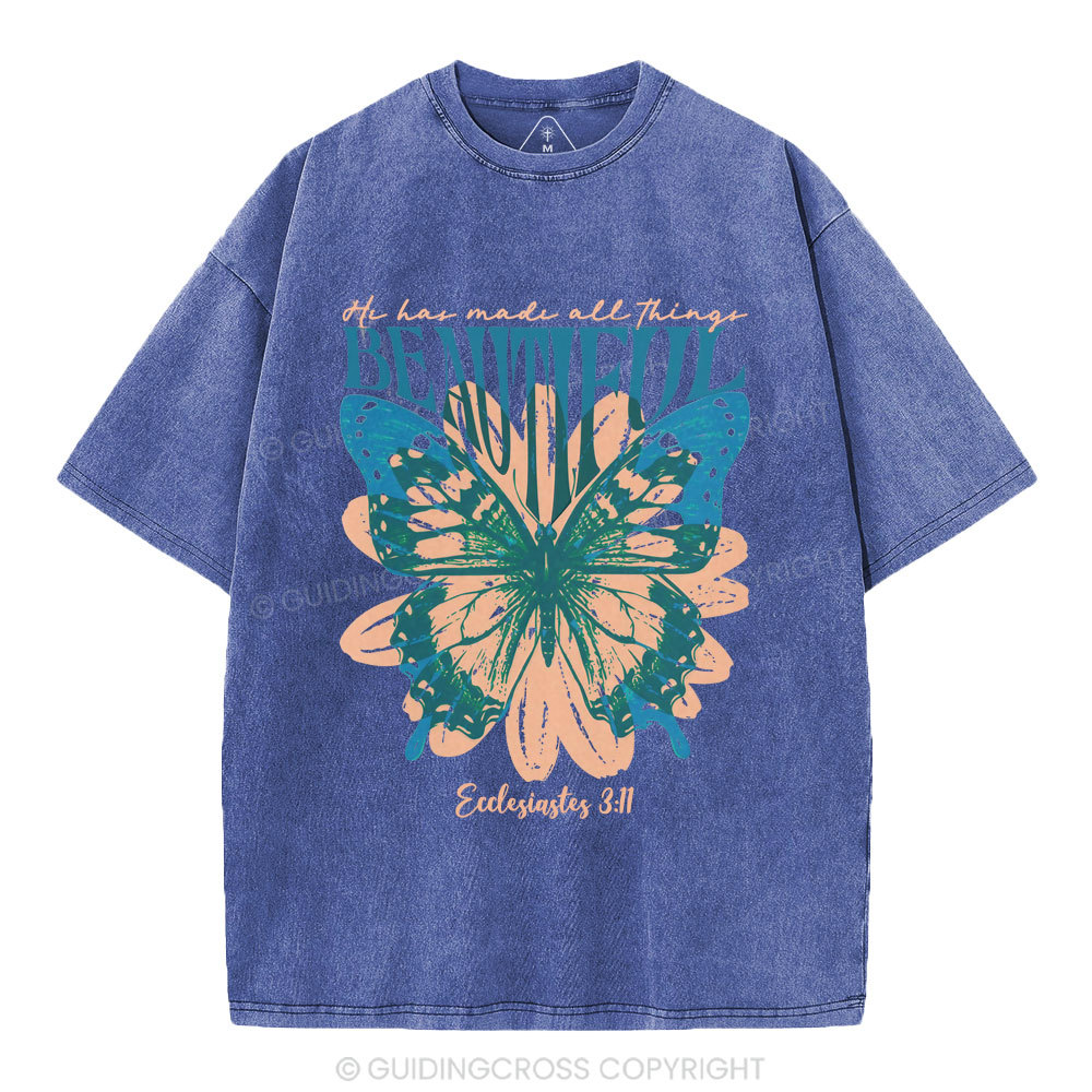 He Has Made All Things Beautiful Christian Washed T-Shirt
