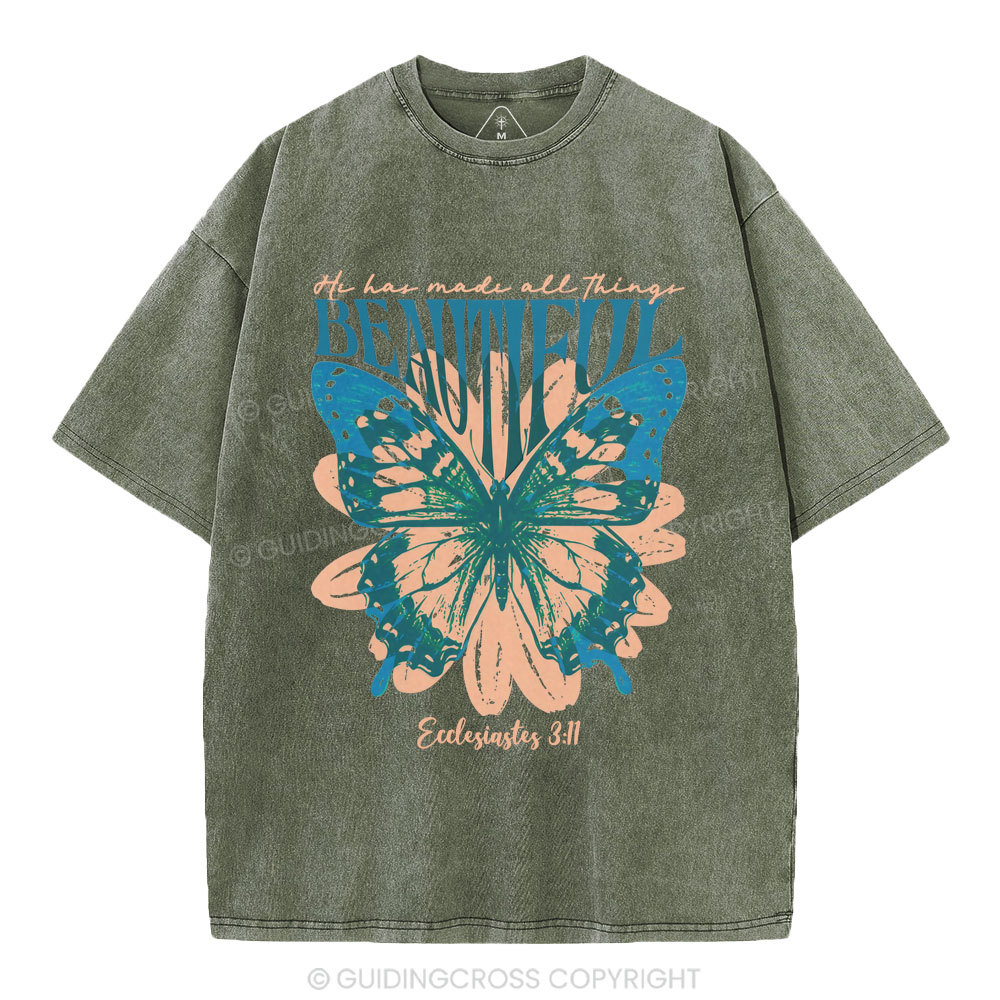 He Has Made All Things Beautiful Christian Washed T-Shirt