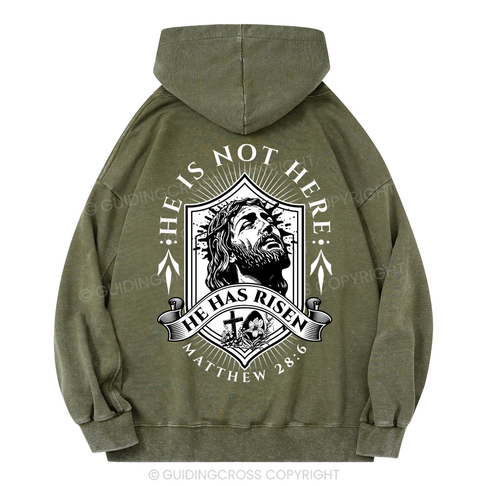 He Has Risen Christian Washed Hoodie
