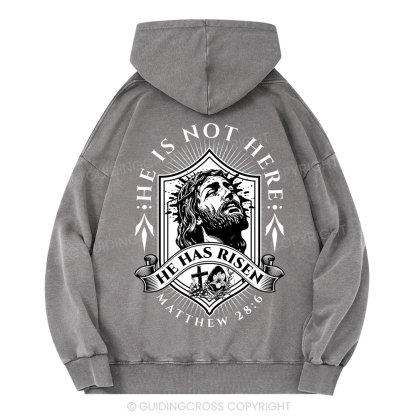 He Has Risen Christian Washed Hoodie