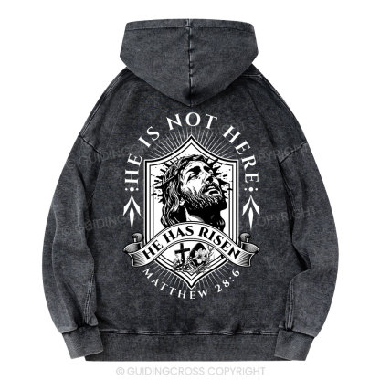 He Has Risen Christian Washed Hoodie