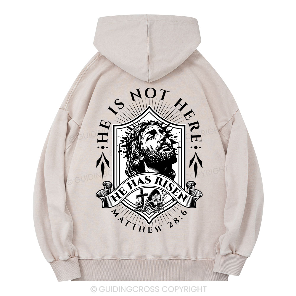 He Has Risen Christian Washed Hoodie