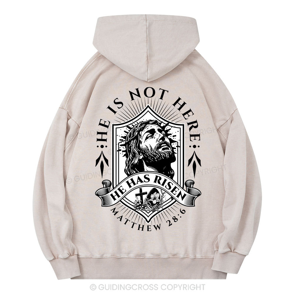 He Has Risen Christian Washed Hoodie