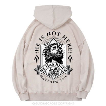 He Has Risen Christian Washed Hoodie