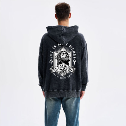 He Has Risen Christian Washed Hoodie