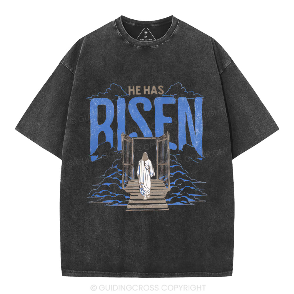 He Has Risen Christian Washed T-Shirt