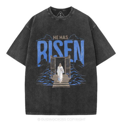He Has Risen Christian Washed T-Shirt