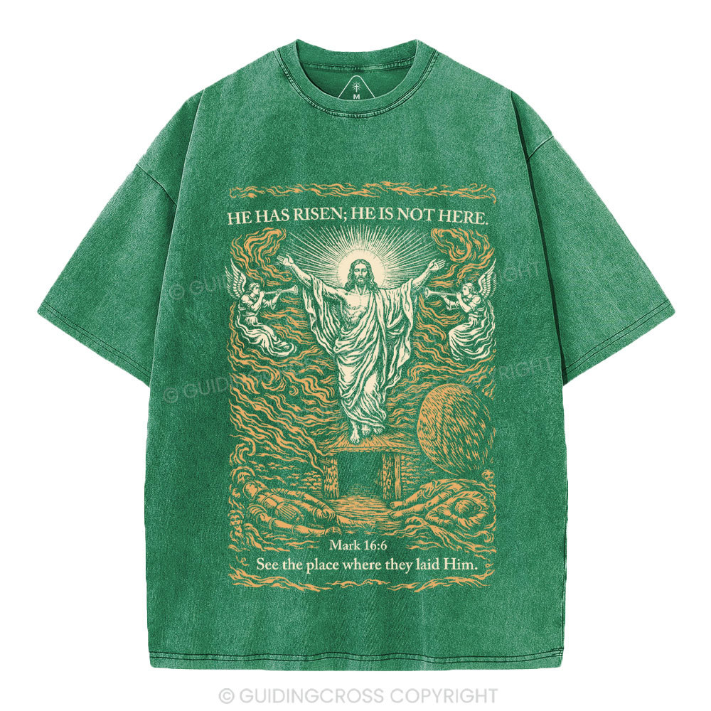 He Has Risen Christian Washed T-Shirt