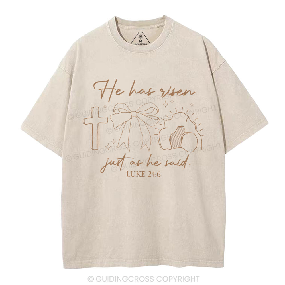 He Has Risen Christian Washed T-Shirt
