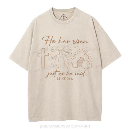 He Has Risen Christian Washed T-Shirt