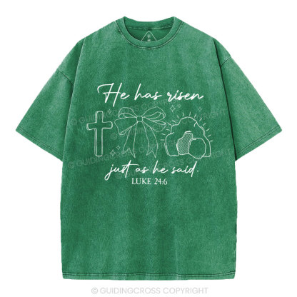 He Has Risen Christian Washed T-Shirt