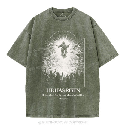 He Has Risen Christian Washed T-Shirt