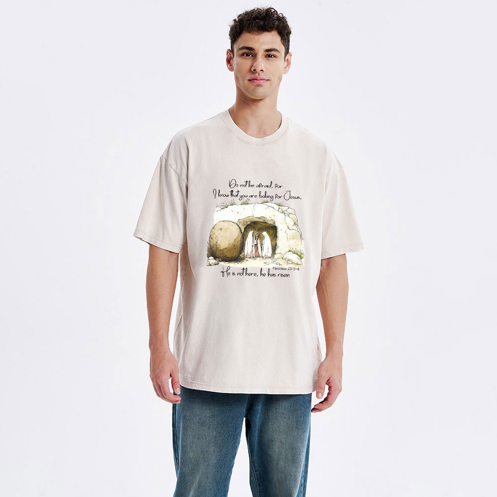 He Has Risen Christian Washed T-Shirt