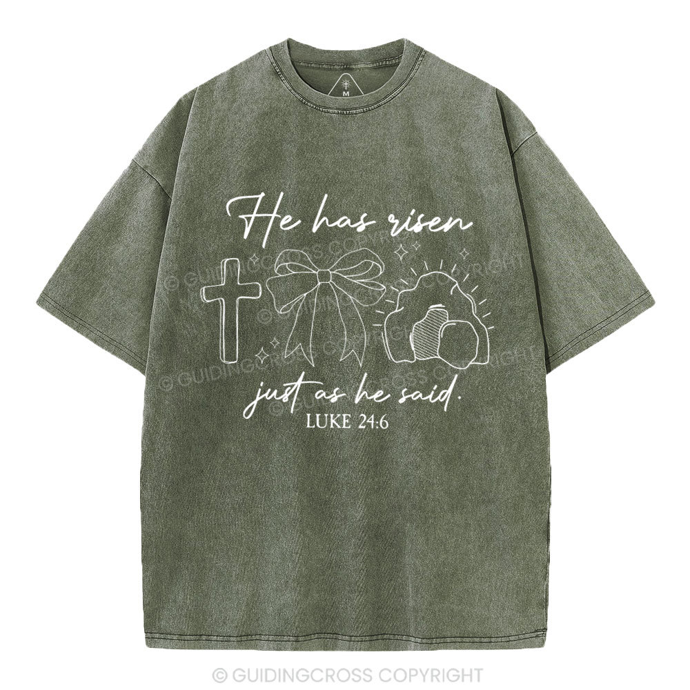 He Has Risen Christian Washed T-Shirt