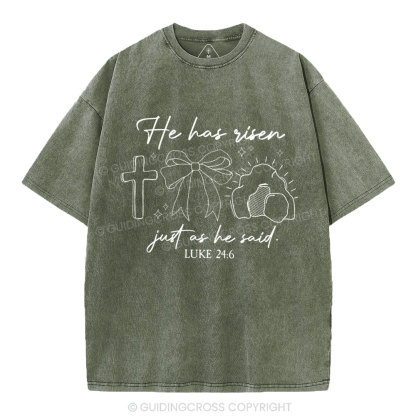 He Has Risen Christian Washed T-Shirt