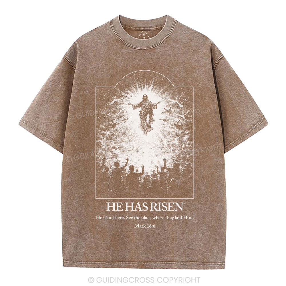 He Has Risen Christian Washed T-Shirt