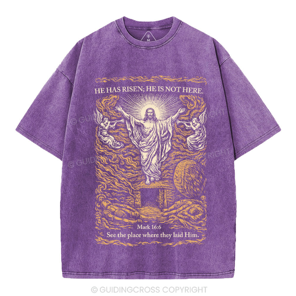 He Has Risen Christian Washed T-Shirt