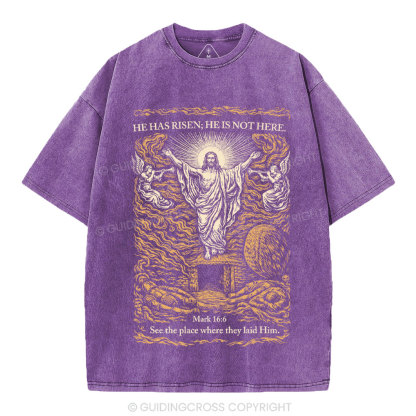 He Has Risen Christian Washed T-Shirt