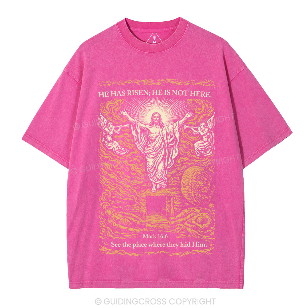 He Has Risen Christian Washed T-Shirt