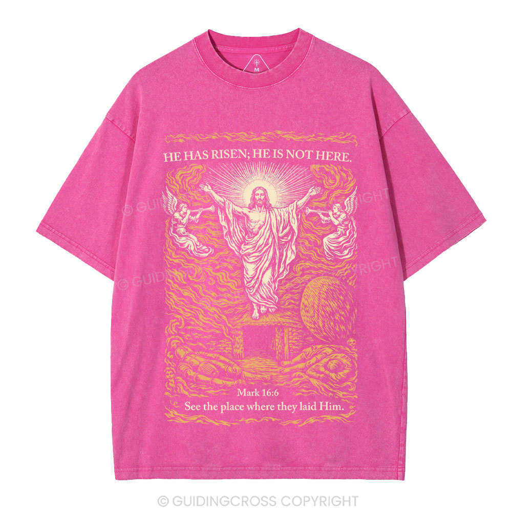 He Has Risen Christian Washed T-Shirt