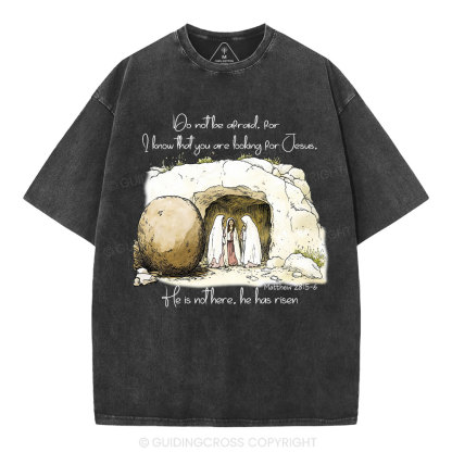 He Has Risen Christian Washed T-Shirt