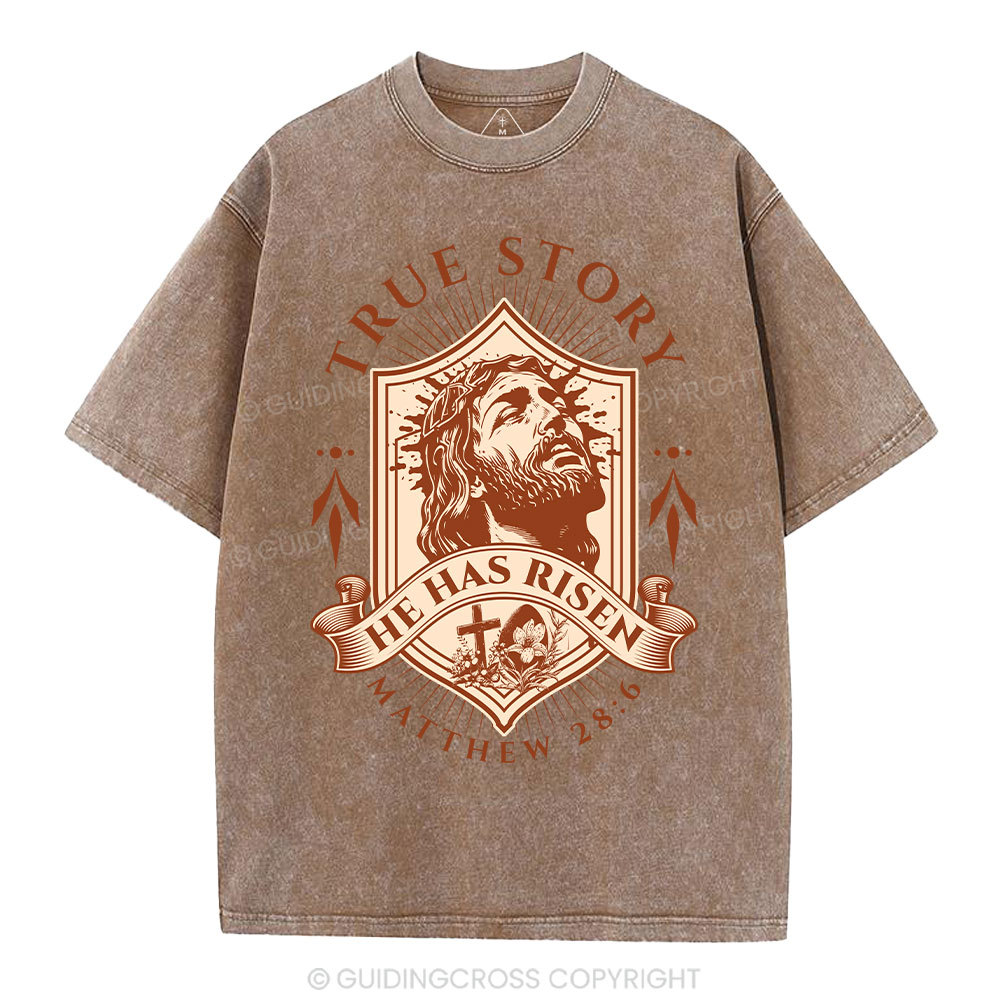 He Has Risen Christian Washed T-Shirt