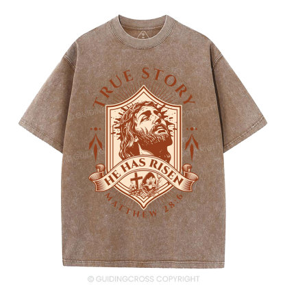 He Has Risen Christian Washed T-Shirt