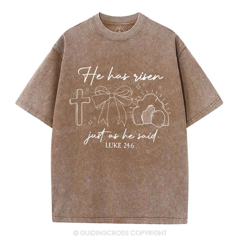 He Has Risen Christian Washed T-Shirt